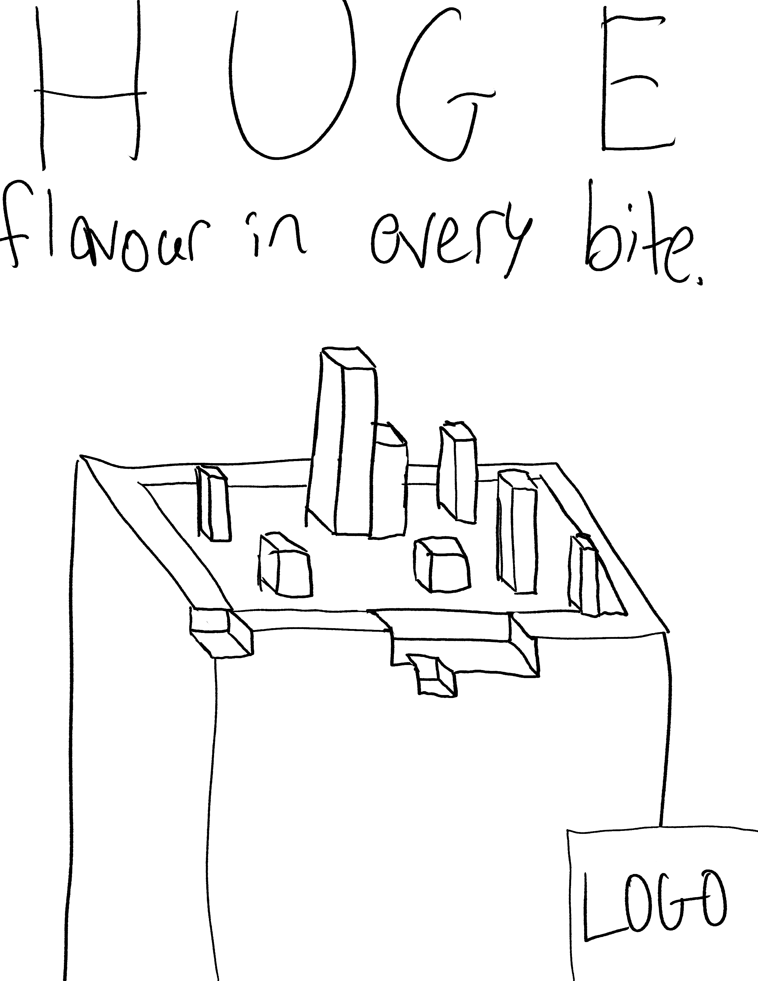 A basic sketch of the 8-Bit Bites ad.